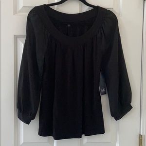 NWT Anne Klein black top with sheer sleeves.